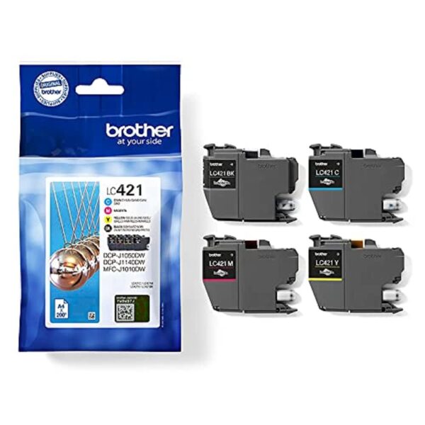 BROTHER LC-421BK/LC-421C/LC-421M/LC-421Y Inkjet Cartridges Black/Cyan/Magenta/Yellow Multi-Pack Includes 4 x Genuine Supplies