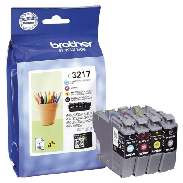 BROTHER LC-3217 Ink Cartridges Value Pack with Multicolour (Black Cyan Yellow and Magenta)