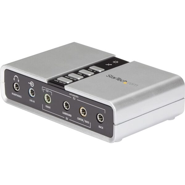 StarTechcom 71 USB - External Sound Card for Laptop with SPDIF Digital Audio PC Silver (ICUSBAUDIO7D)