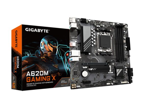 Gigabyte A620M GAMING X Motherboard - Supports AMD Ryzen 8000 CPUs 8+2+1 Phases Digital VRM up to 8000MHz DDR5 (OC) 1xPCIe 40 M2 GbE LAN USB 32 Gen 2