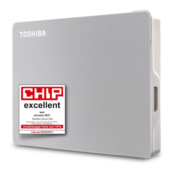 Toshiba 1TB Canvio Flex Portable External Hard Drive for Smartphone Mac Windows PC and Tablet use compatible with most USB-C USB-A devices Silver (HDTX110ESCAA)