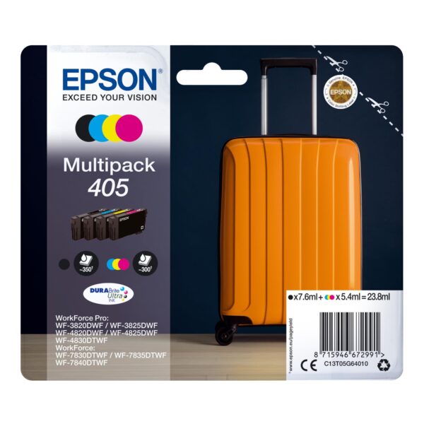 Epson 405 Suitcase Genuine Multipack 4-colours Ink Cartridges DURABrite Ultra