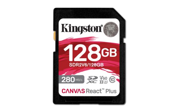 Kingston Canvas React Plus V60 SD 128GB SDXC UHS-II 280R/100W U3 for Full HD/4K