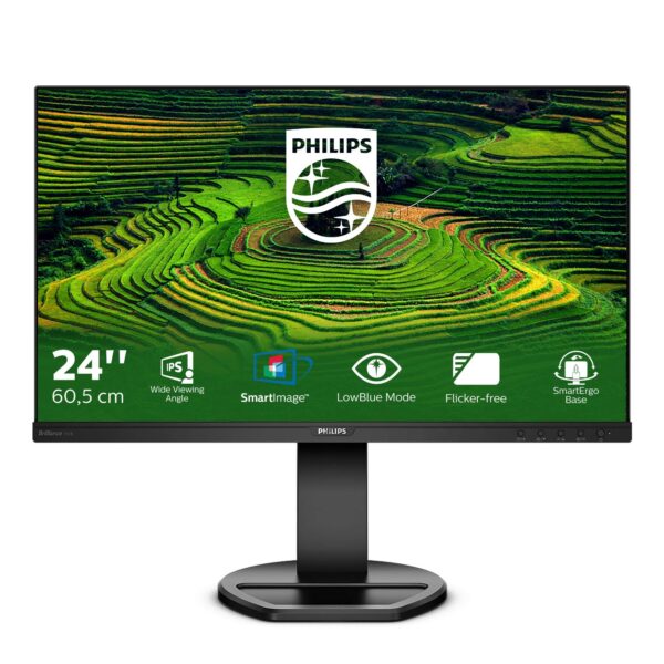 PHILIPS 241B8QJEB - 24 inch FHD Monitor 60Hz 5ms IPS Height adjust Speakers USB Hub (1920 x 1080 300 cd/m VGA DVI HDMI DisplayPort 30)