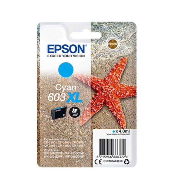 Epson 603XL Cyan Starfish High Yield Genuine Ink Cartridge