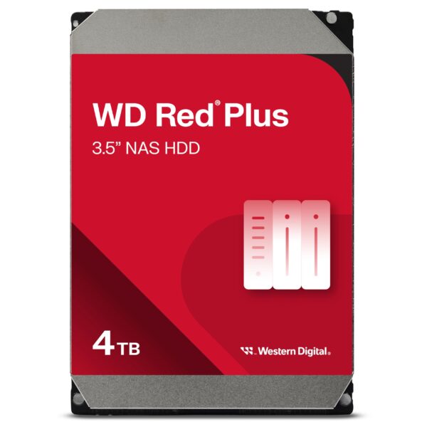 Western Digital Red Plus 4TB NAS 35" Internal Hard Drive - 5400 RPM Class SATA 6 Gb/s CMR 256MB Cache 3 Year Warranty