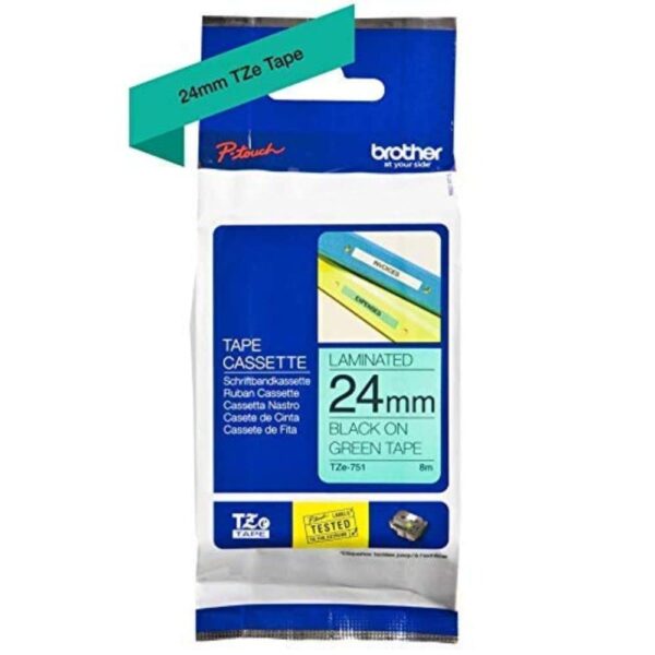 Brother TZe-355 Labelling Tape Cassette, White on Black, 24mm (W) x 8M (L), Laminated, Brother Genuine Supplies